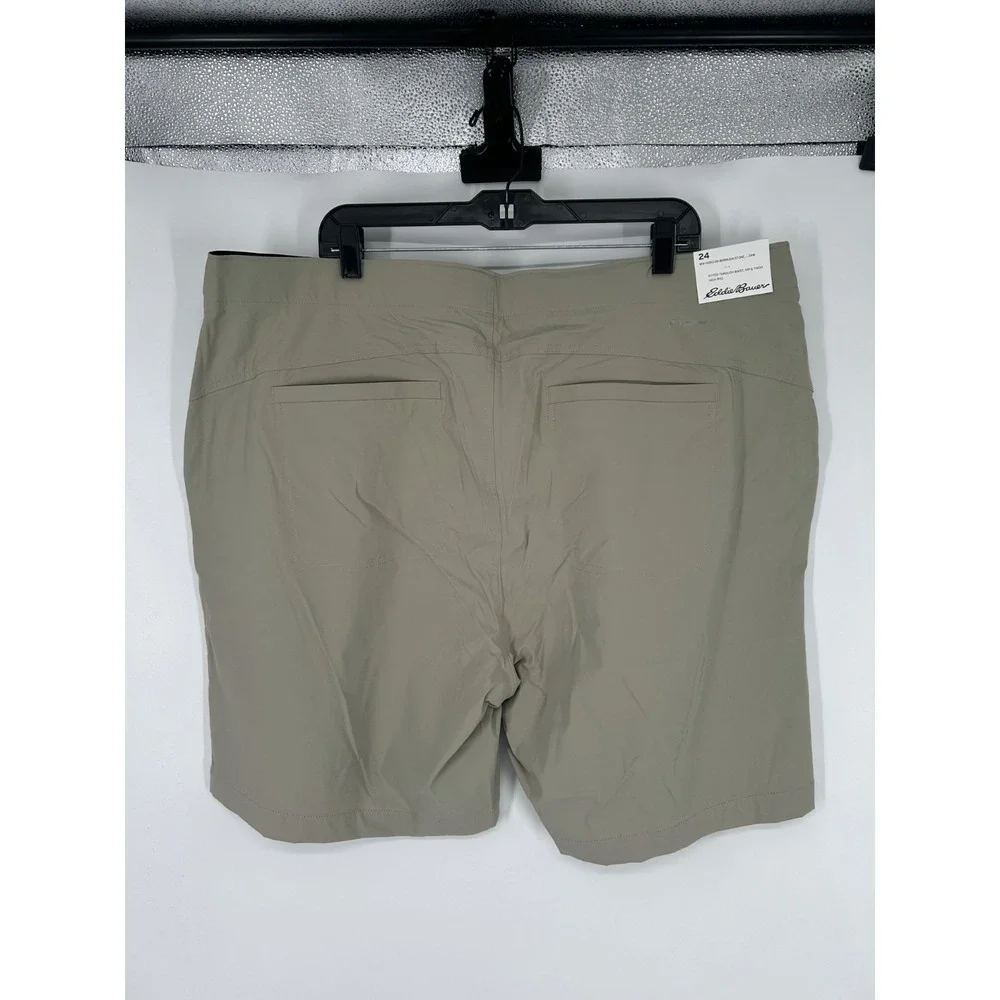 Eddie Bauer Horizon Bermuda Shorts Womens Size 24W High Rise‎ Hiking Nylon Chino